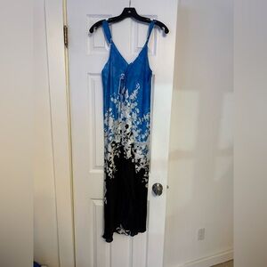 Oscar de la Renta Blue and Black Floral Chemise